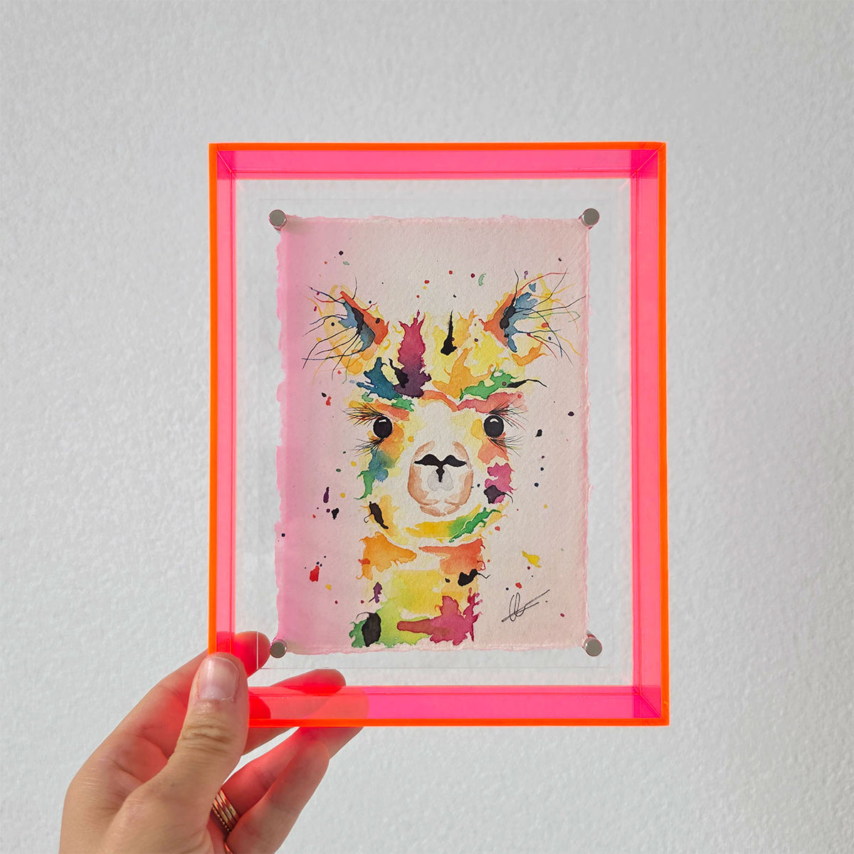 Origineel kleurrijk kunstwerk alpaca