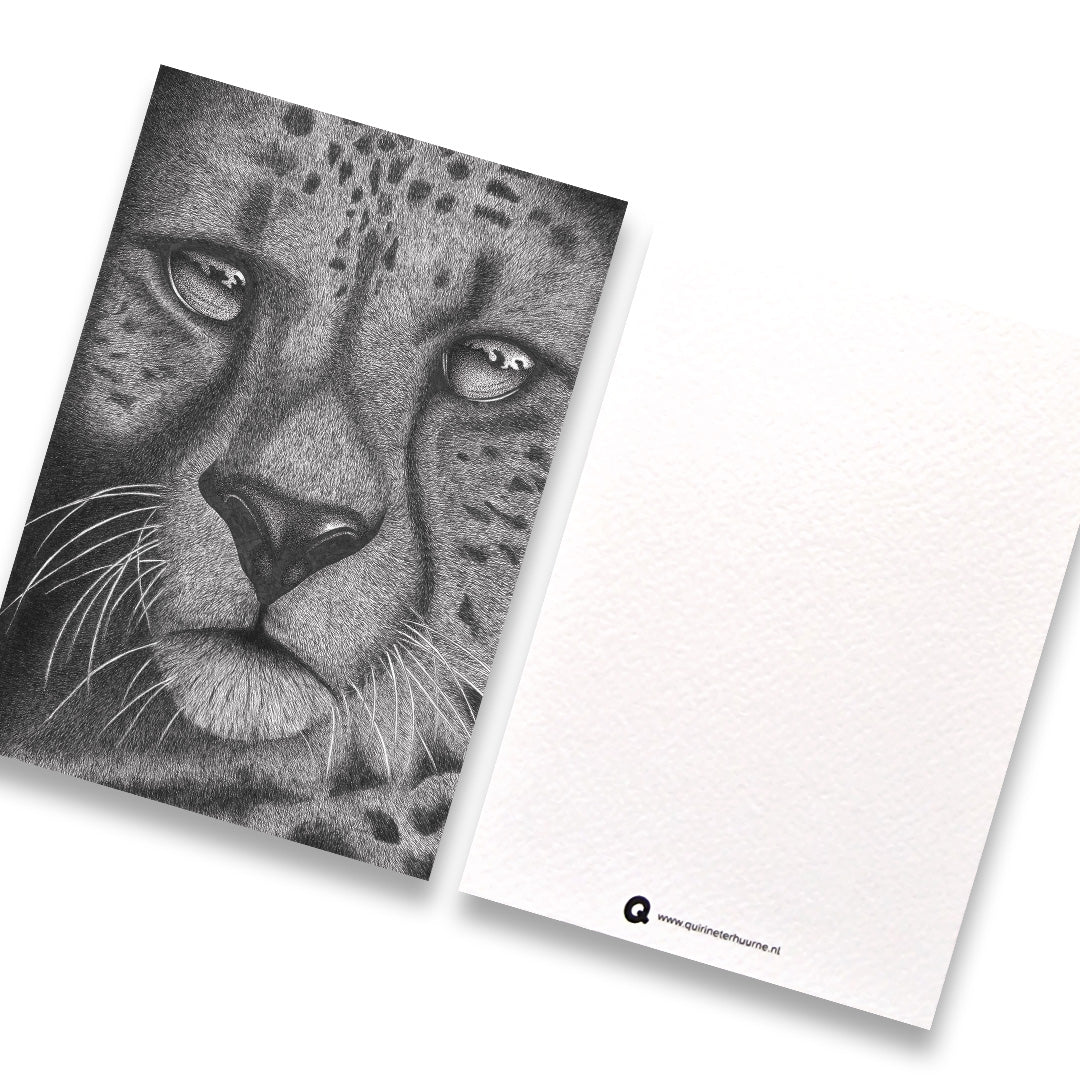 kaart-cheetah-kop-zwart-wit