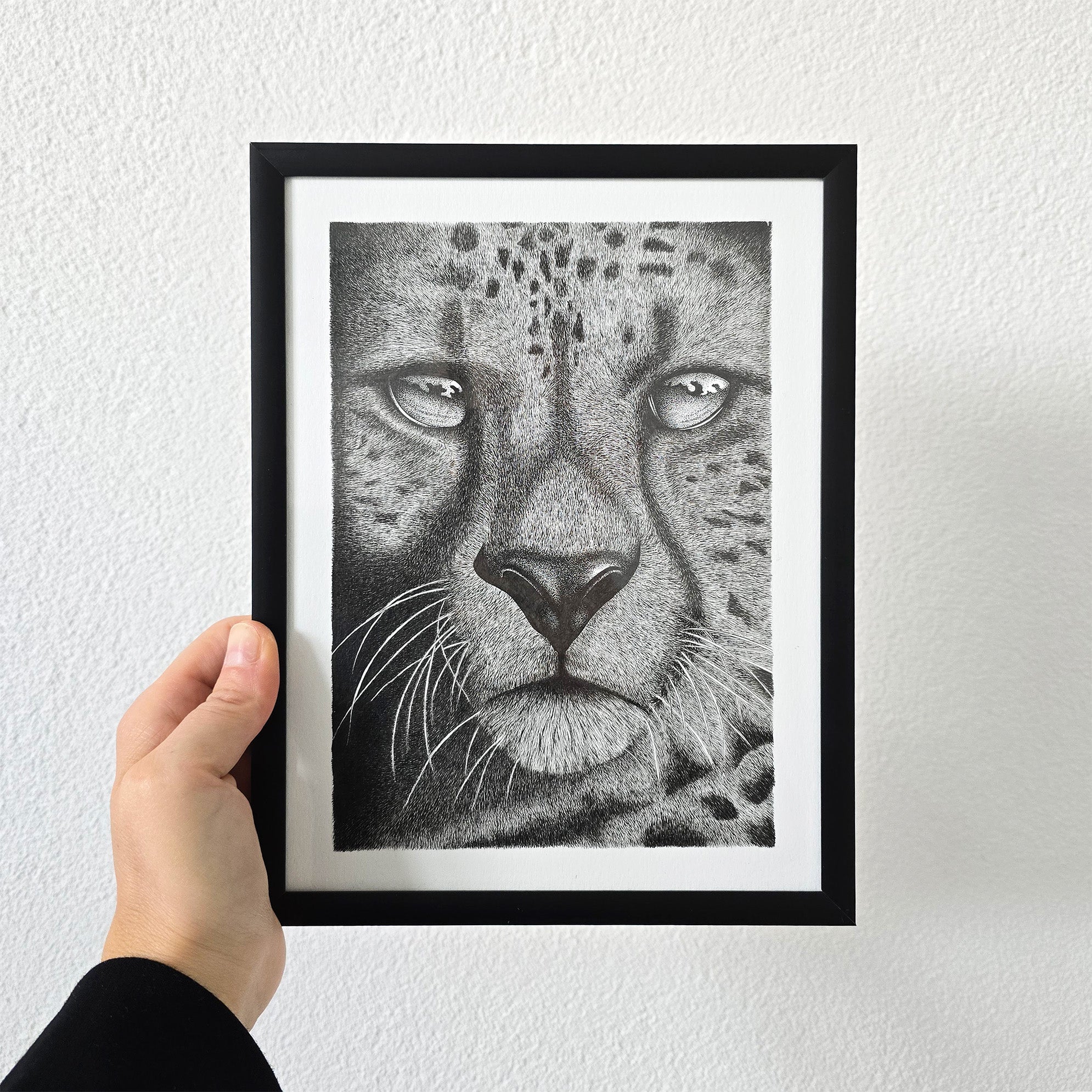 origineel-cheetah-kop-zwart-wit-ingelijst