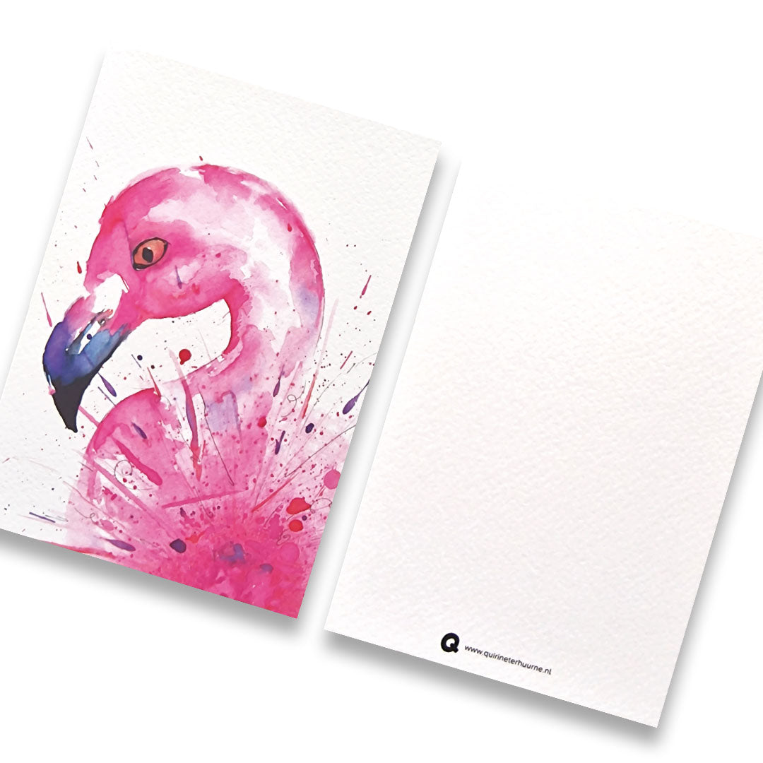Kaart roze flamingo