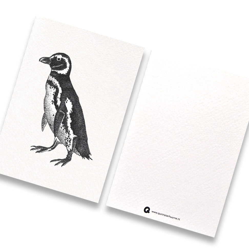 Kaart z/w pinguïn
