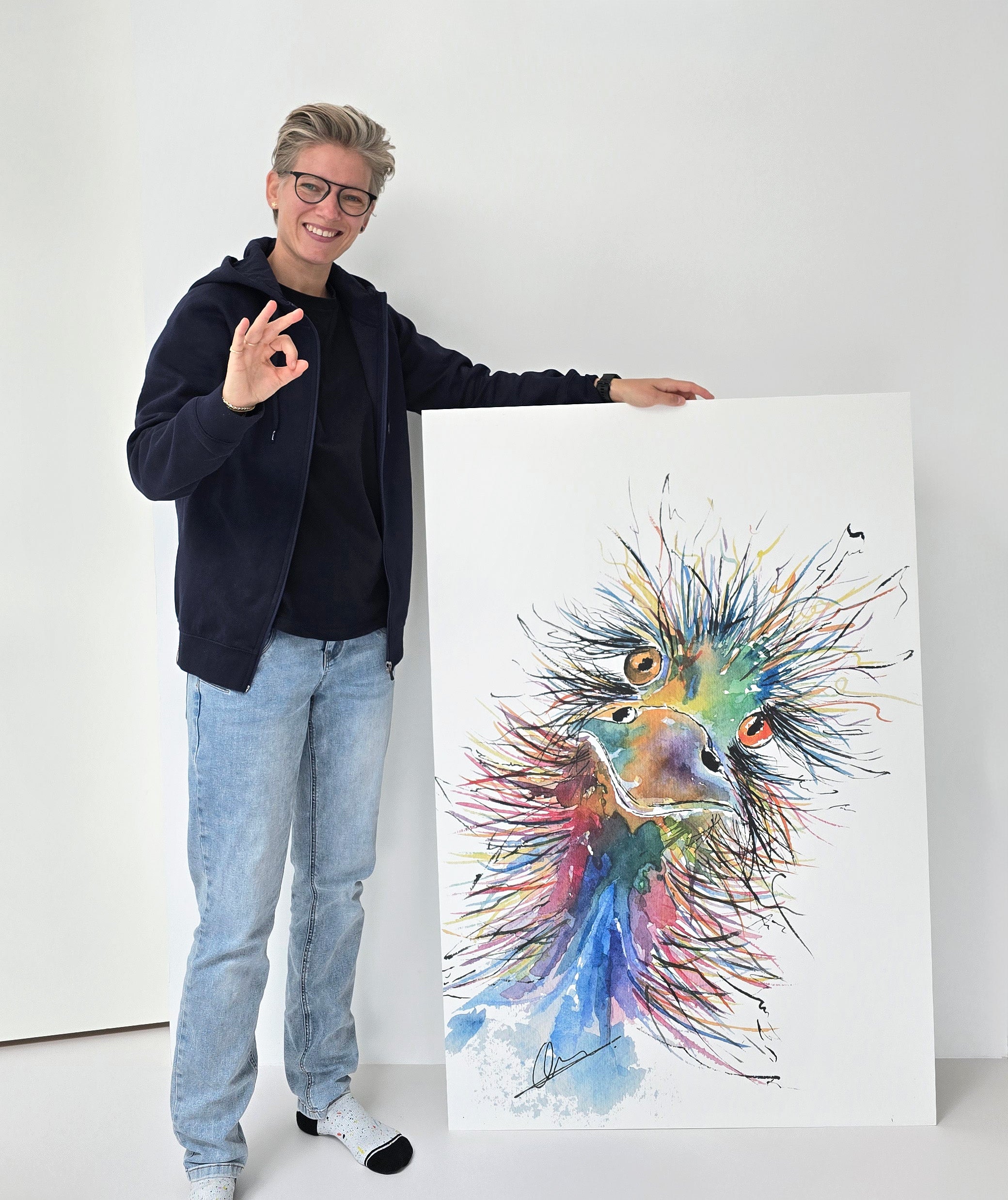 struisvogel-print-forex-120x80cm-gekleurd