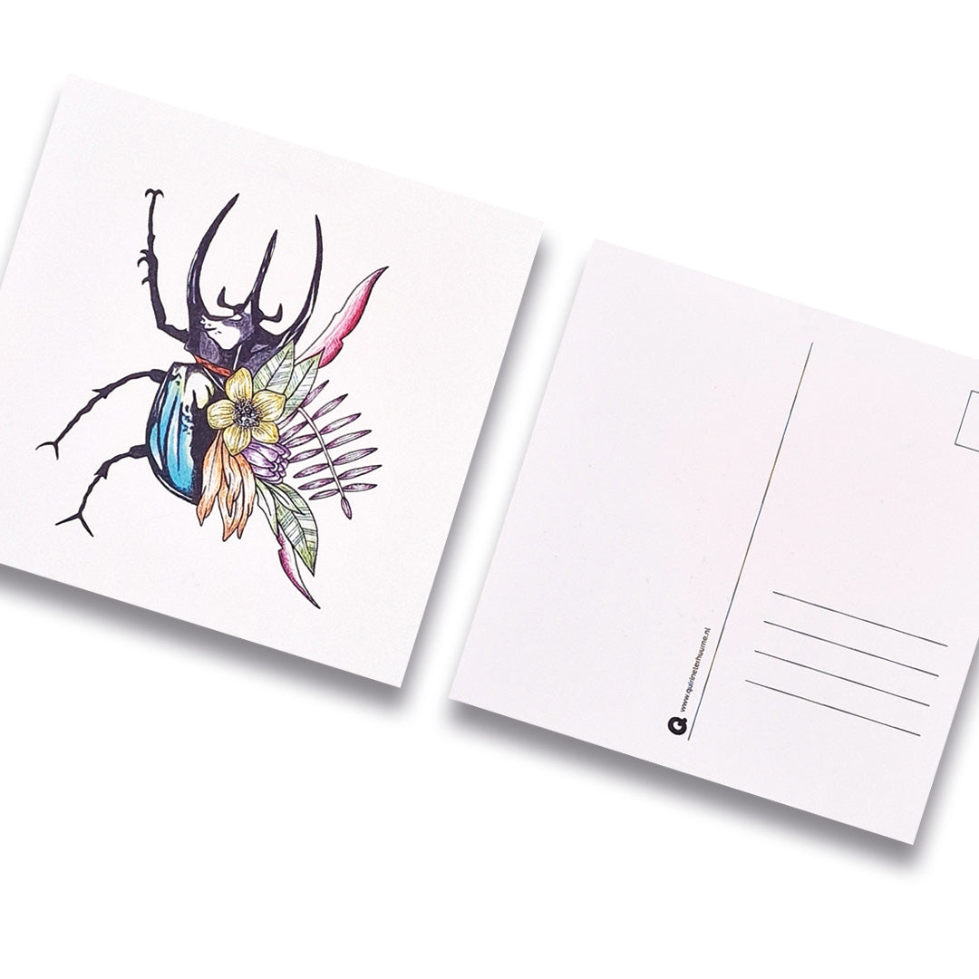 kaart-insect-vliegendhert-bloemen-gekleurd