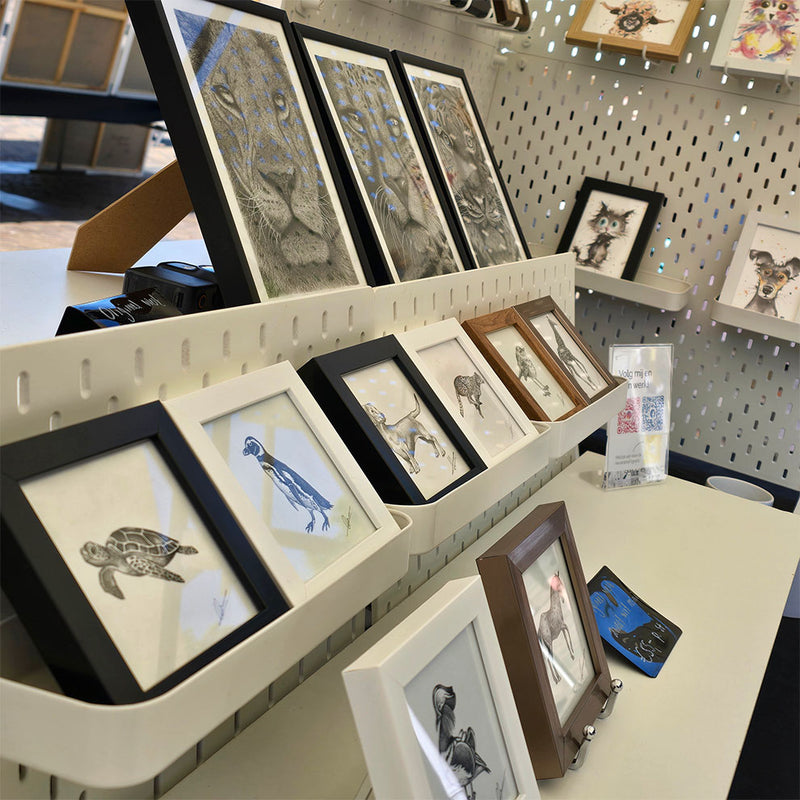 Overzicht van fineliner originals op de marktkraam